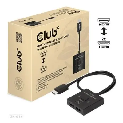 Club3D Switch, HDMI na 2xHDMI Oboustranný 2v1, 8K60Hz, 4K120Hz, CSV-1384