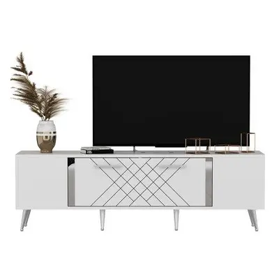 Hanah Home TV Stand Detas White / Silver