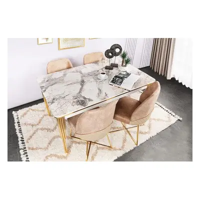 Hanah Home Extendable Dining Table Damla 1102 GoldWhite