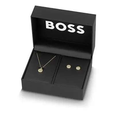 Hugo Boss Luxusní sada pozlacených šperků Medallion 1570149 (náhrdelník, náušnice)