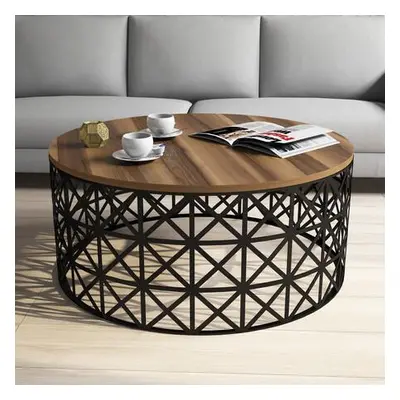 Hanah Home Coffee Table Selin Metal Ferforje - Walnut WalnutBlack