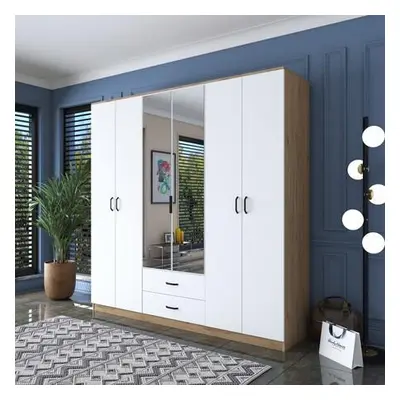 Hanah Home Wardrobe BA130 - 3049 WalnutWhite