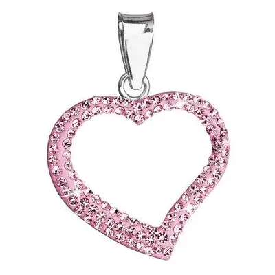 Evolution Group Stříbrný přívěsek s krystaly Swarovski růžové srdce 34093.3, rose