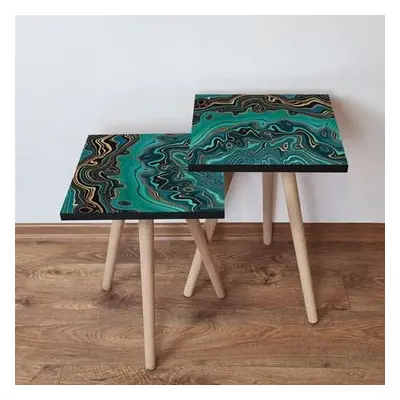 Hanah Home Nesting Table (2 Pieces) 2SHP87 - Green GreenGoldBlack