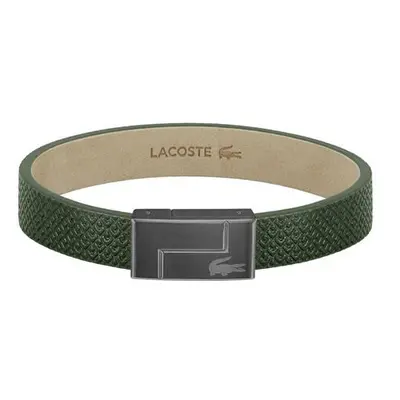 Lacoste Zelený kožený náramek Monogram Leather 2040186 17,5 cm