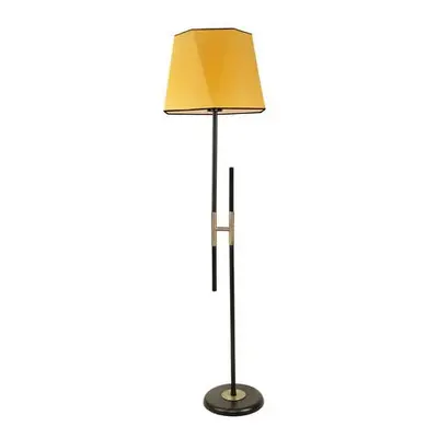 Opviq Floor Lamp Felix Siyah Lambader Altıgen Hardal Abajurlu Yellow