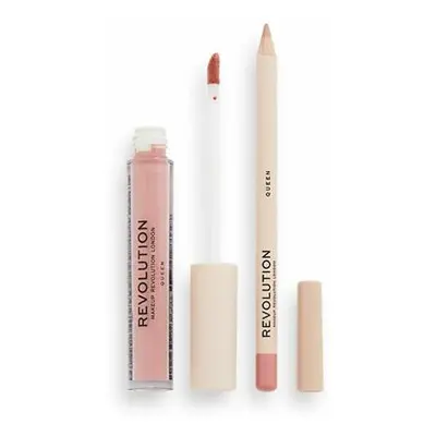 Makeup Revolution Lip Contour Kit Queen dlouhotrvající matná tekutá rtěnka 3 ml + Queen tužka na