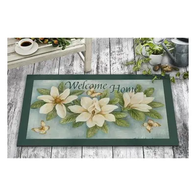 Aberto Design Pvc Doormat White Water Lily Multicolor