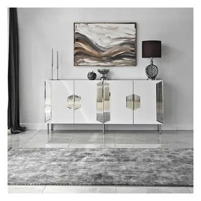 Hanah Home Console Dubai - White, Silver WhiteSilver