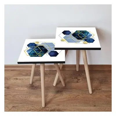 Hanah Home Nesting Table (2 Pieces) 2SHP327 - Navy Blue Navy BlueBlueGoldWhite