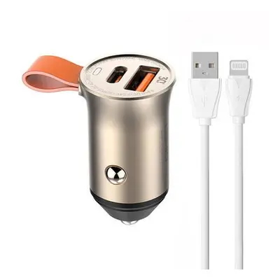 LDNIO C509Q USB, USB-C 30W nabíječka do auta + kabel Lightning