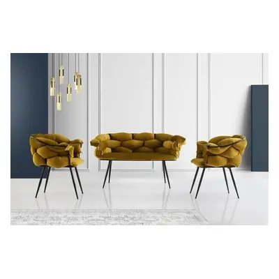 Hanah Home Sofa Set Balon - 2138 OcherBlack