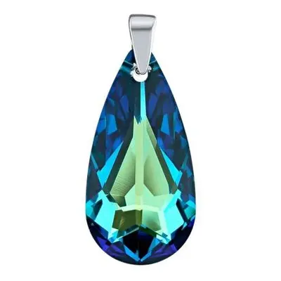 SILVEGO stříbrný přívěsek Kapka Bermuda Blue se Swarovski Crystals LSW011P