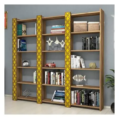 Hanah Home Bookshelf City 3 - Walnut, Yellow WalnutYellow