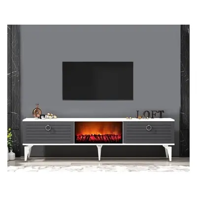 Hanah Home TV Stand Arona Fireplace - White, Anthracite WhiteAnthracite