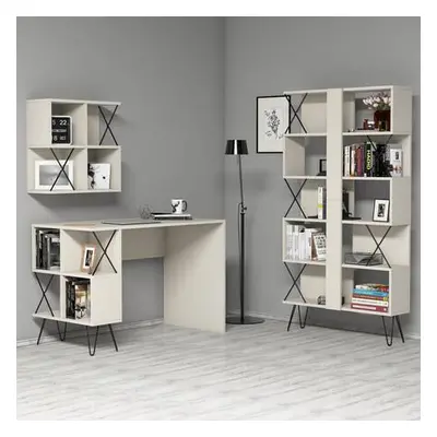 Hanah Home Study Desk & Bookshelf Extra 2 - Cream