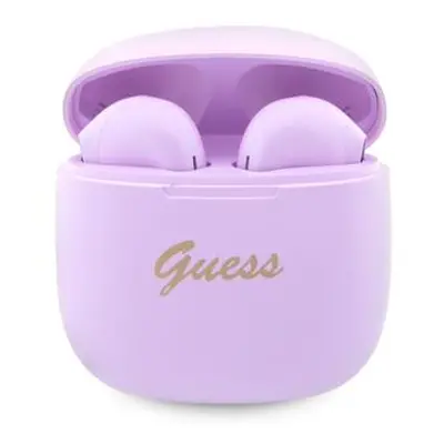 Guess True Wireless Script Logo BT5.3 6H sluchátka fialová