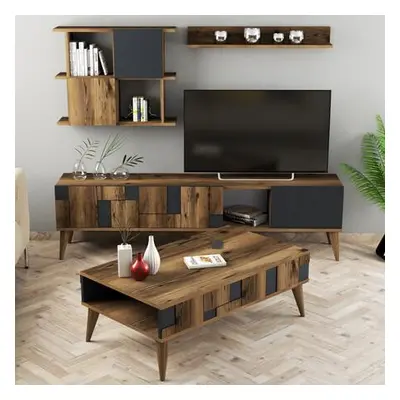 Hanah Home Living Room Furniture Set Madrid - Anthracite WalnutAnthracite