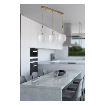 Opviq Chandelier Morino 3 Lü Sıralı Beyaz Camlı Eskitme Sarkıt White