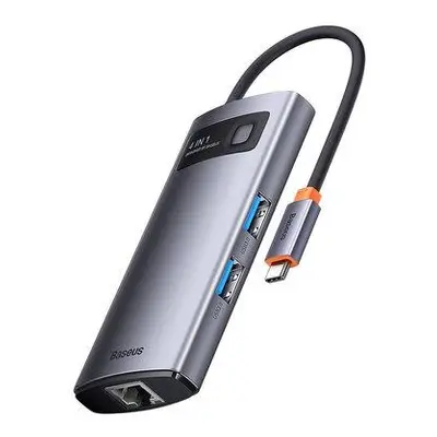 Rozbočovač 4v1 Baseus řady Metal Gleam, USB-C na 3x USB 3.0 + Ethernet RJ45, 6932172608644