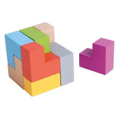 MWSJ Dřevěný hlavolam 3D Cube Blocks