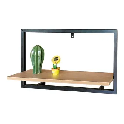 Autronic P-074 OAK Polička nástěnná 65x20 cm, MDF, dekor dub, kov černý mat