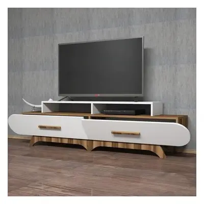 Hanah Home TV Stand Flora - Walnut, White WalnutWhite