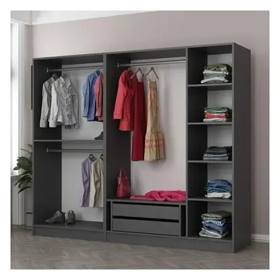 Hanah Home Wardrobe Kale 190 - Anthracite - v2