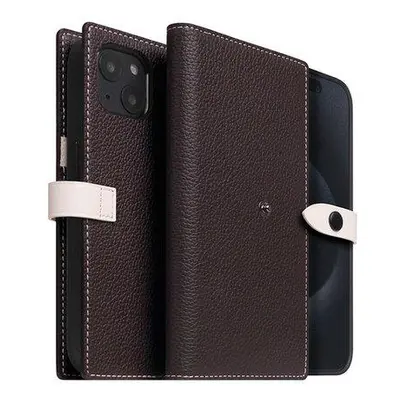 SLG Design puzdro D8 Magsafe Hybrid Full Grain Leather pre iPhone 15 Plus - Brown Cream