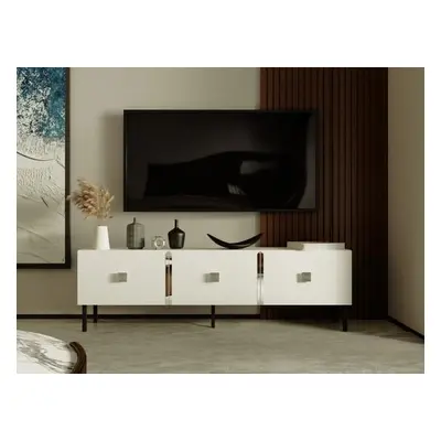 Hanah Home TV Stand Lagho - White, Silver WhiteSilver