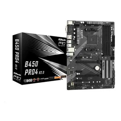 ASROCK MB B450 PRO4 R2.0 (AM4, amd B450, 4xDDR4 3200, 6xSATA3, 7.1, VGA+HDMI +DPort, USB3.1, ATX