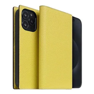 SLG Design puzdro D8 Neon Full Grain Leather Diary pre iPhone 15 Pro Max - Lemon