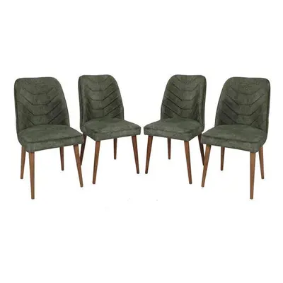 Hanah Home Chair Set (4 Pieces) Dallas 558 V4 WalnutDark Green