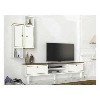 Hanah Home TV Unit Ravenna - White WhiteGoldBlack