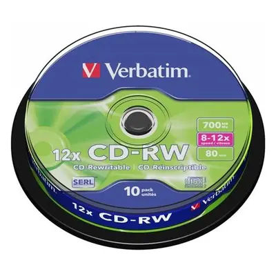 VERBATIM CD-RW80 700MB/ 8-12x/ 80 min/ 10pack/ spindle, 43480