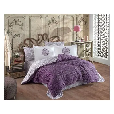 L'essentiel Maison Exclusive Satin Double Quilt Cover Set Marcella - Lilac LilacWhite