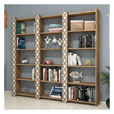 Hanah Home Bookshelf City 3 - Walnut, Cream WalnutCream