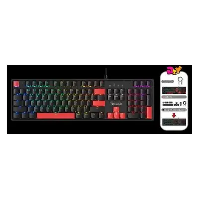 A4tech Bloody S510R mechanická herní klávesnice,RGB podsvícení, Red Switch, USB, CZ, černá, S510