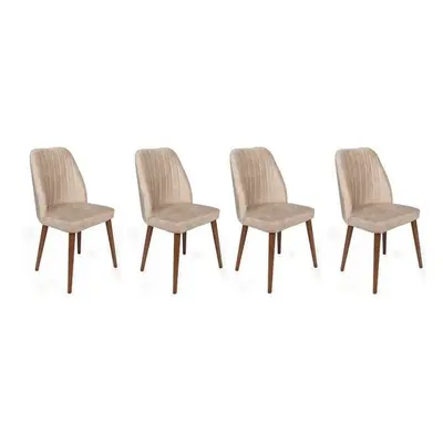 Hanah Home Chair Set (4 Pieces) Alfa-464 V4 CreamWalnut