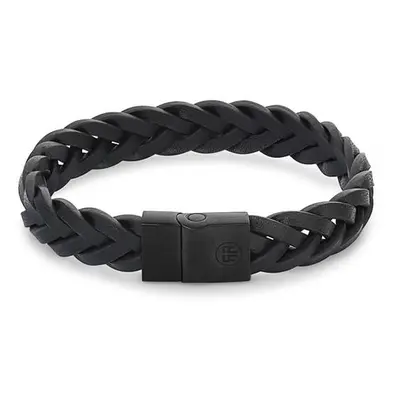 Rebel&Rose Černý kožený náramek Braided Black Black RR-M0026-B 20 cm - L+