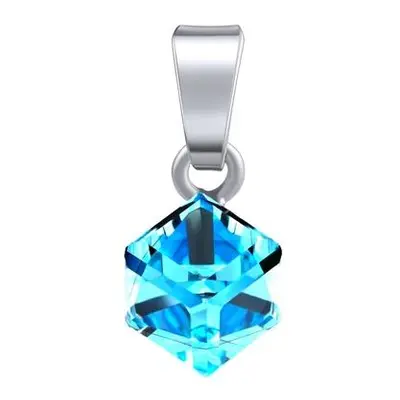 SILVEGO Stříbrný přívěsek kostka Swarovski Crystals Aquamarine VSW4841P6AQ