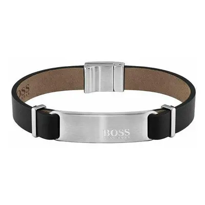 Hugo Boss Černý kožený náramek pro muže Urbanite 1580044M