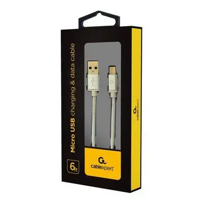 GEMBIRD Opletaný MicroUSB - USB 2.0, M/M, 1,8 m, stříbrný