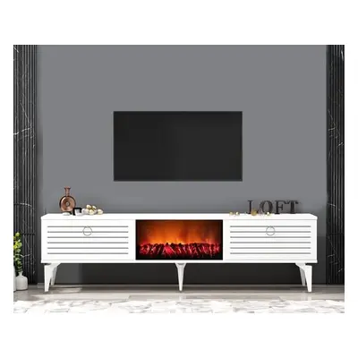 Hanah Home TV Stand Arona Fireplace - White