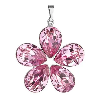 Evolution Group Přívěsek bižuterie se Swarovski krystaly růžová kytička 54037.3, rose