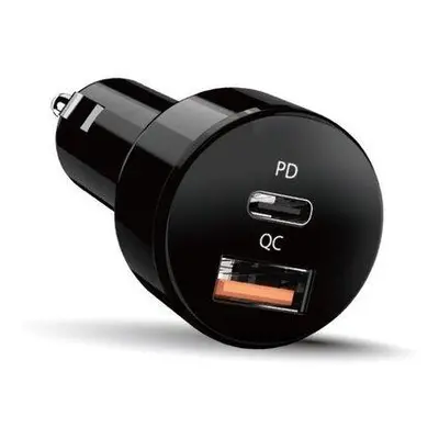 Genius PD-36AC-Car, Napájecí adaptér, do auta, 36W, 1× USB-C, 1× USB, PD 3.0, QC 3.0, černý