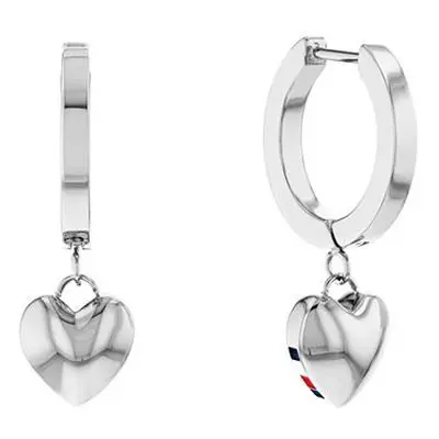 Tommy Hilfiger Moderní ocelové náušnice kruhy s přívěsky Hanging Heart 2780664