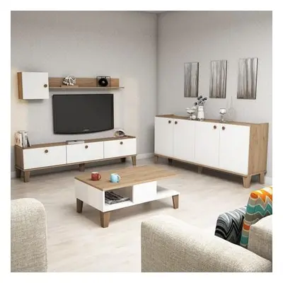 Hanah Home Living Room Furniture Set Sumer 3 OakWhite