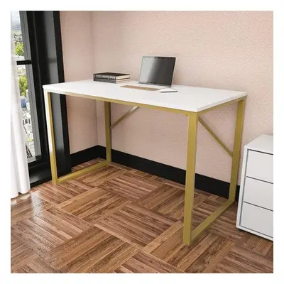 Hanah Home Study Desk Layton - Gold, White GoldWhite