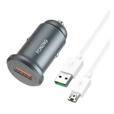 Nabíječka do auta Foneng C15, USB, 4 A + kabel USB na micro USB (šedá)